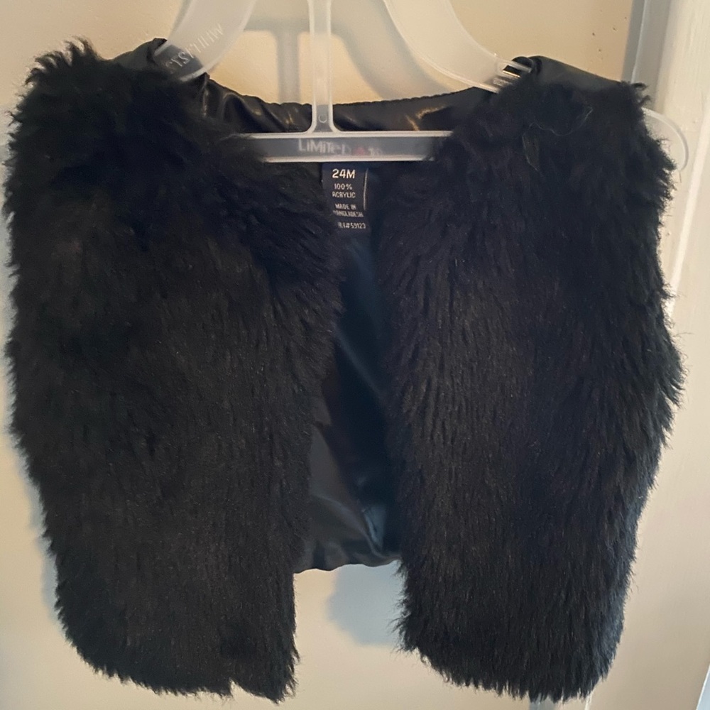 Limited Too Black Faux Leather and Fur Vest